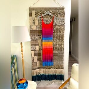 🌈 Banana Republic rainbow ribbed striped midi tank dress sz XS 🌈